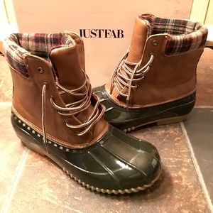 JustFab Emmey brown and flannel winter boots